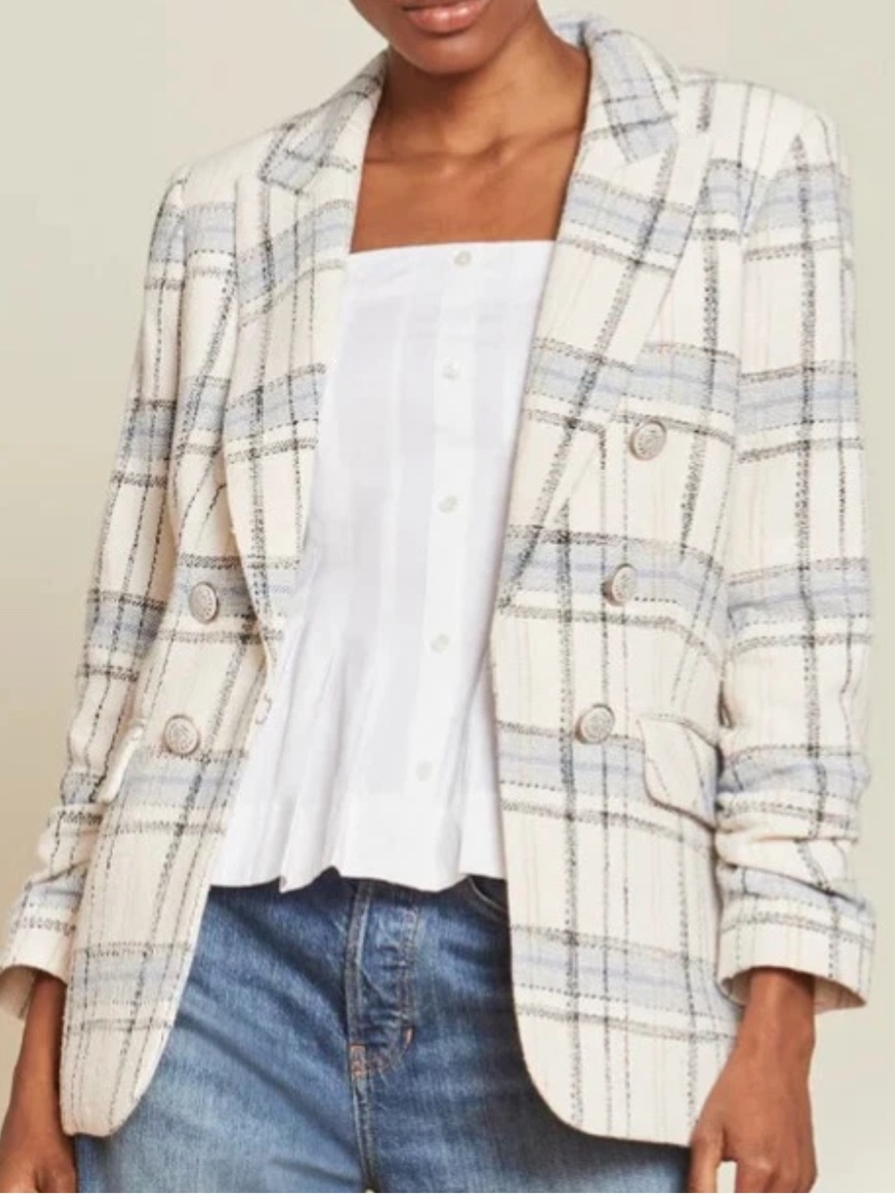 Veronica Beard Blue Beacon Dickey Plaid Blazer Jacket Size 6
